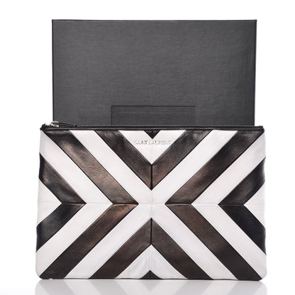 Saint Laurent Nappa Medium Letters Zip Clutch Black White 8 of 8