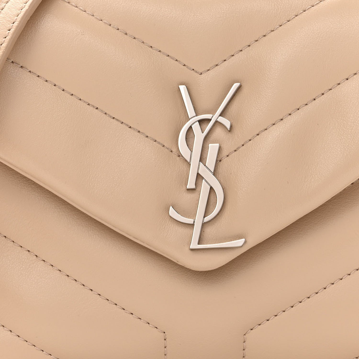 Saint Laurent Calfskin Y Quilted Monogram Toy Loulou Crossbody Bag Nude Powder 9 of 11