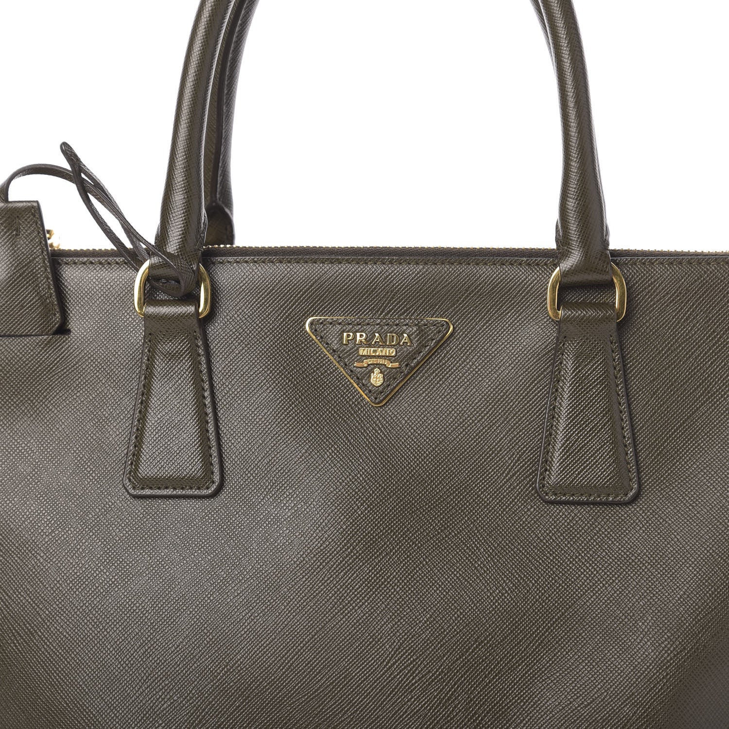 Prada Saffiano Lux Medium Galleria Double Zip Tote Militare 12 of 12