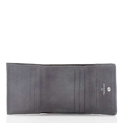 Chanel Lambskin Camellia Embossed Small Double Wallet Grey 5 of 14