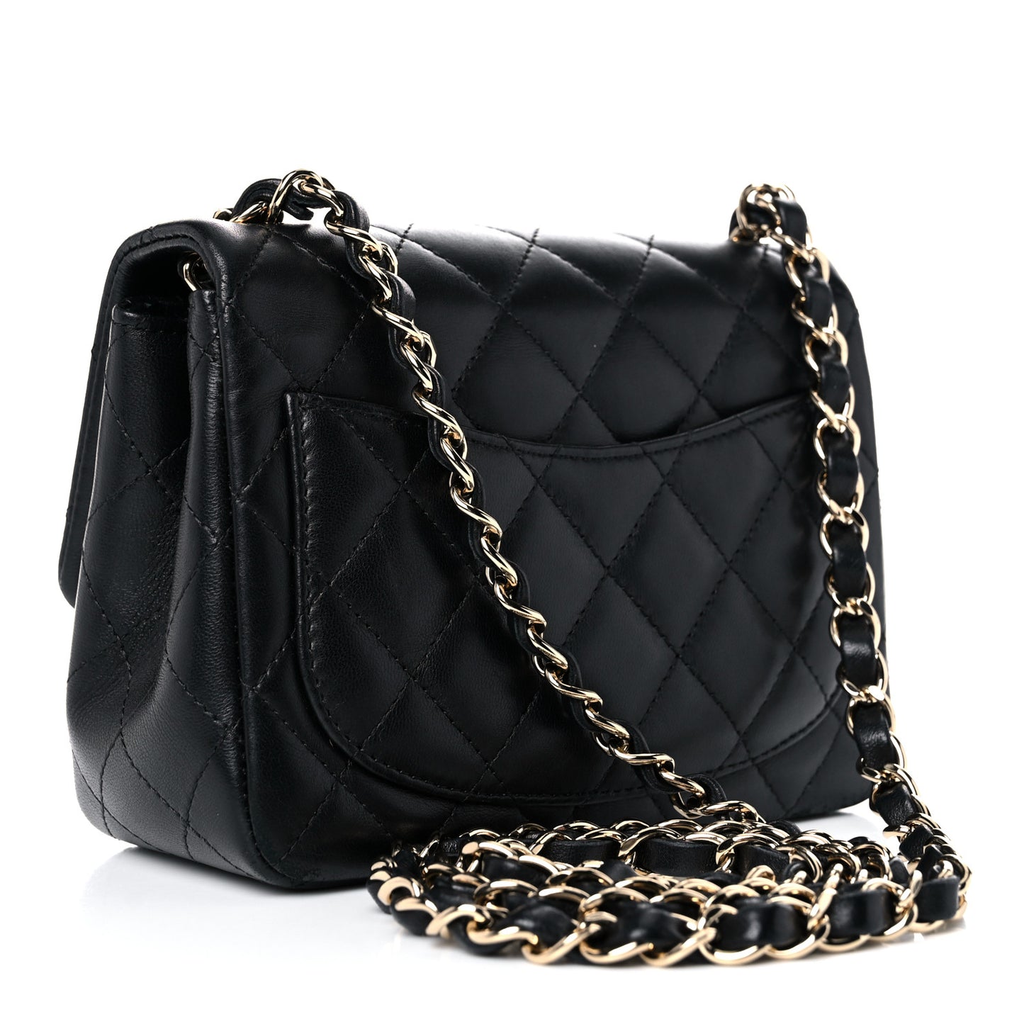 Lambskin Quilted Mini Square Flap Black