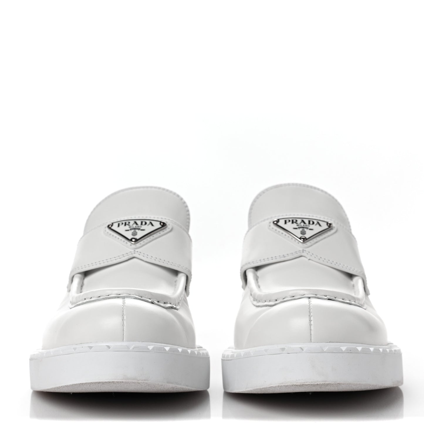 Spazzolato Metal Triangle Logo 50mm Loafers 38.5 White