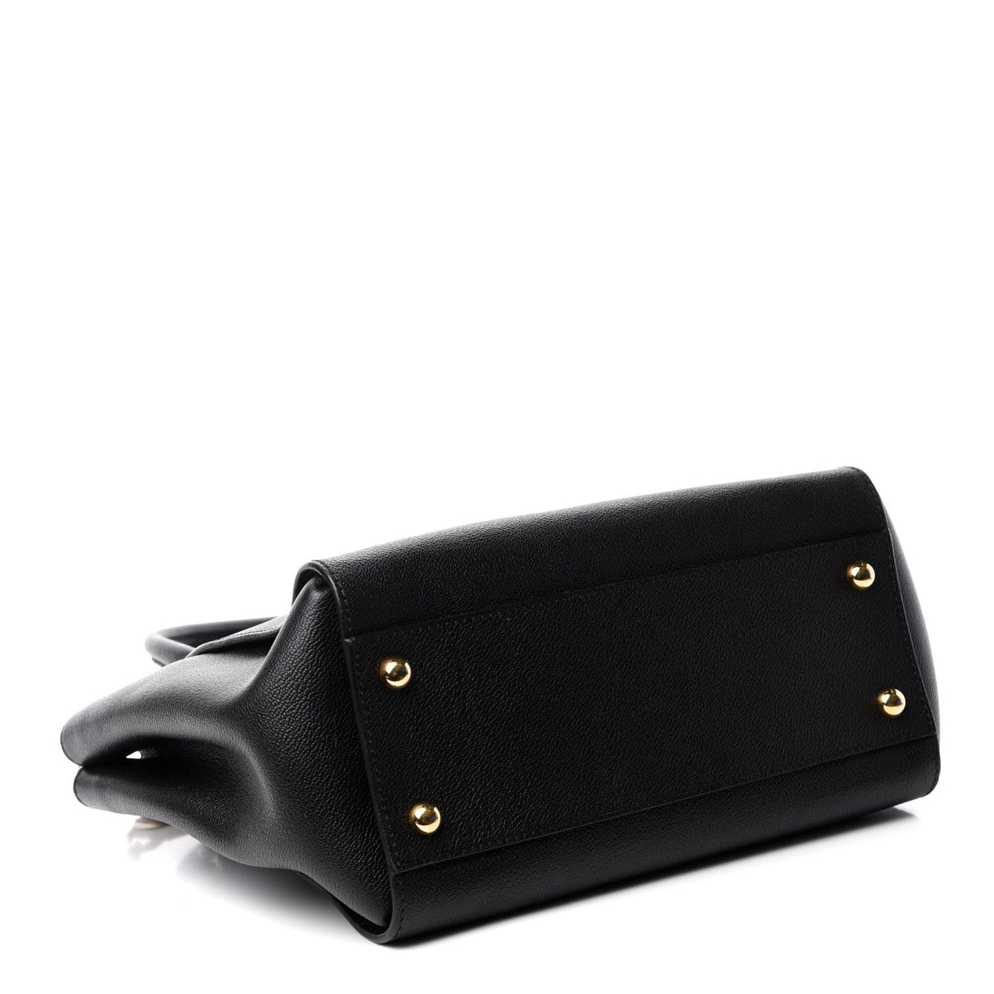 Soft Grain Calfskin Medium Buckle Tote Black