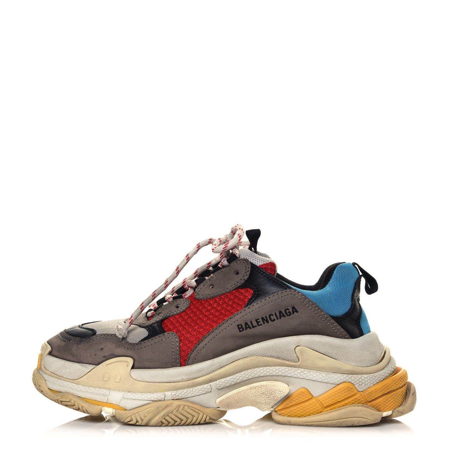 Mesh Nubuck Mens Triple S Sneakers 41 Bleu Gris Rouge