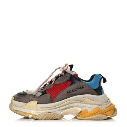 Balenciaga Mesh Nubuck Mens Triple S Sneakers 41 Bleu Gris Rouge 1 of 6