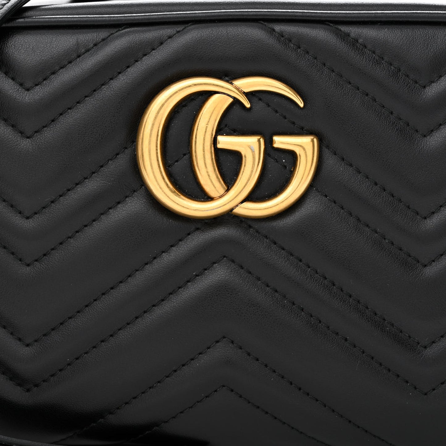 Calfskin Matelasse Small GG Marmont Chain Shoulder Bag Black