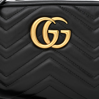 Gucci Calfskin Matelasse Small GG Marmont Chain Shoulder Bag Black 8 of 12