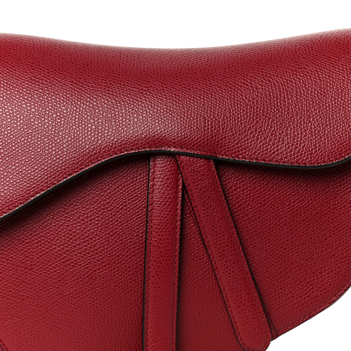 Grained Calfskin Saddle Bag Red