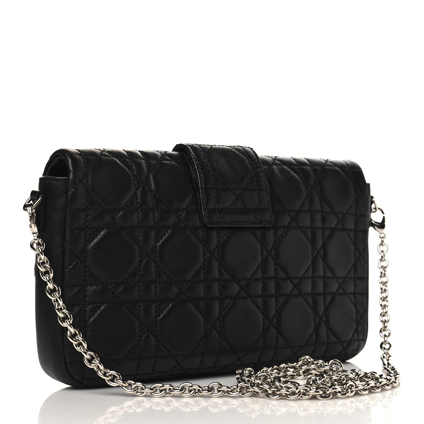 Lambskin Cannage New Lock Pouch Black
