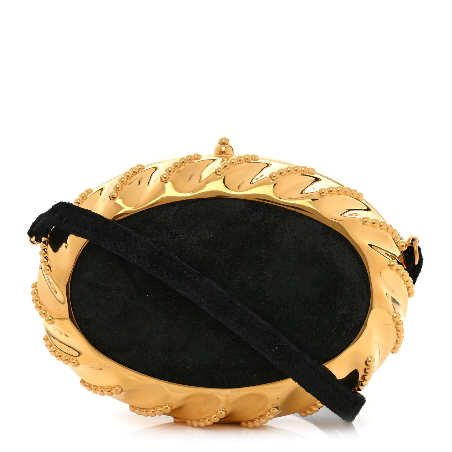 Veau Doblis Brass Minaudiere Clutch Black
