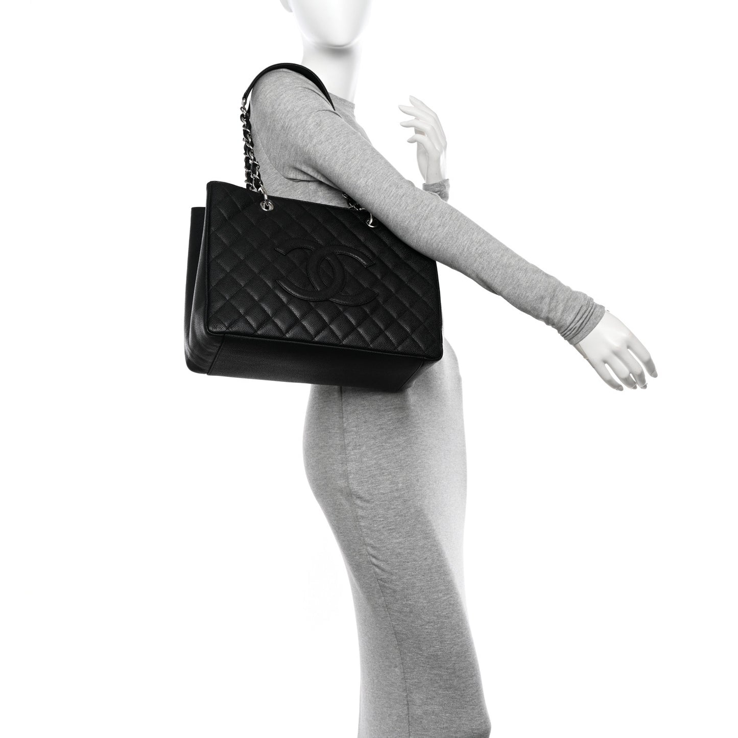 Caviar Quilted Grand Shopping Tote GST Black