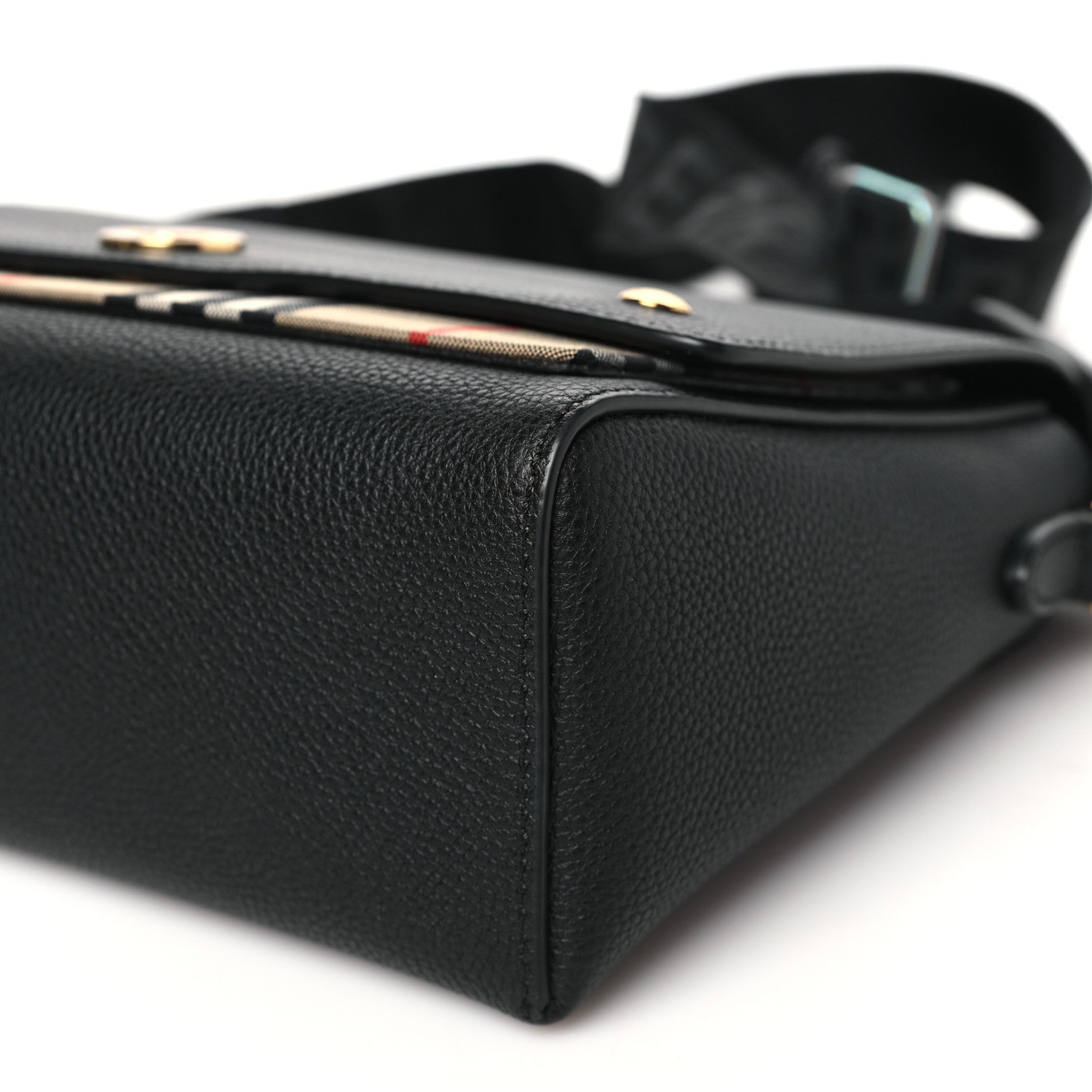 Burberry Coated Canvas Calfskin Vintage Check Medium Note Crossbody Bag Black 9 of 9