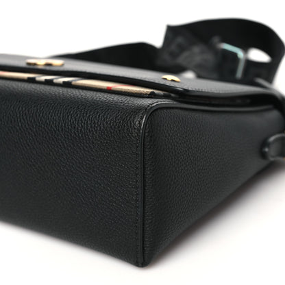 Burberry Coated Canvas Calfskin Vintage Check Medium Note Crossbody Bag Black 9 of 9