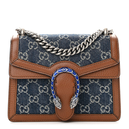 Gucci New Denim GG Monogram Dollar Calfskin Enamel Mini Dionysus Shoulder Bag Blue Tea Cuir Epilog Electric Blue 1 of 12