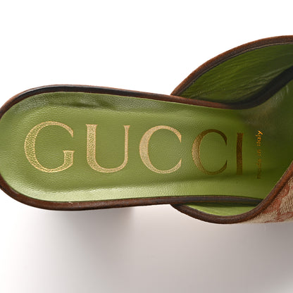 Gucci GG Monogram Kid Scamosciato Houdan Mid Heel Platform Slide Sandals 35 Beige Ruggine Maroon 7 of 11