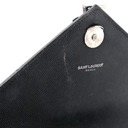 Saint Laurent Grain De Poudre Textured Mixed Matelasse Triquilt Medium Monogram Satchel Black 13 of 18