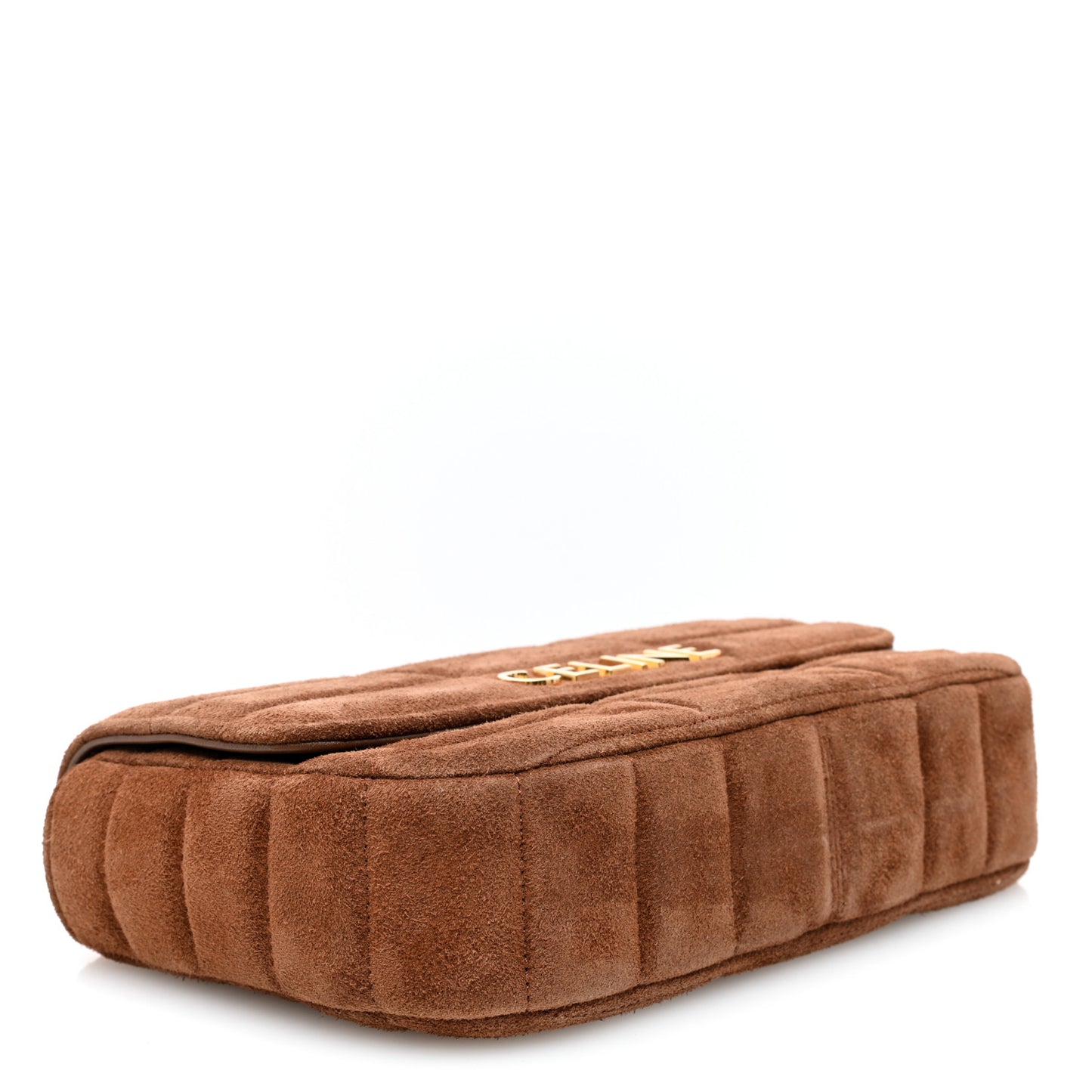 Suede Matelasse Quilted Chain Shoulder Bag Brown