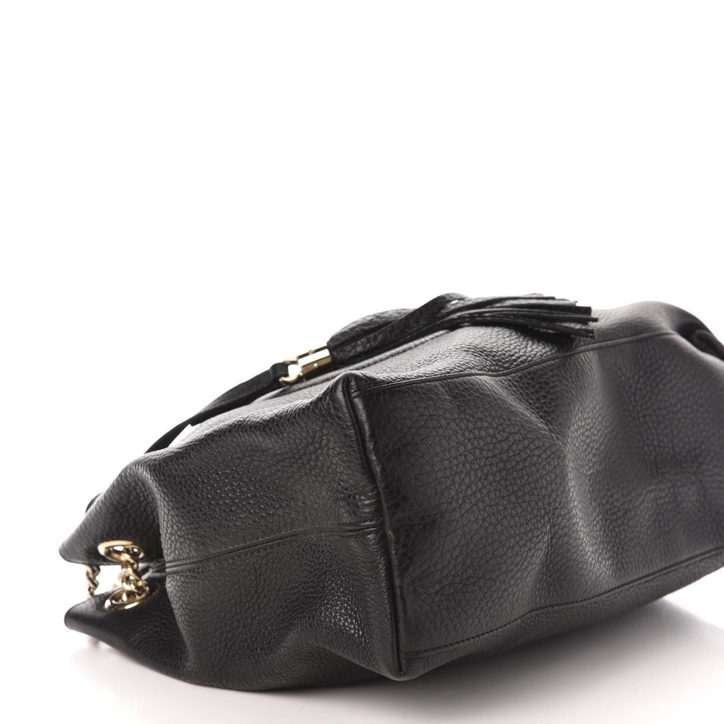 Pebbled Calfskin Medium Soho Chain Shoulder Bag Black