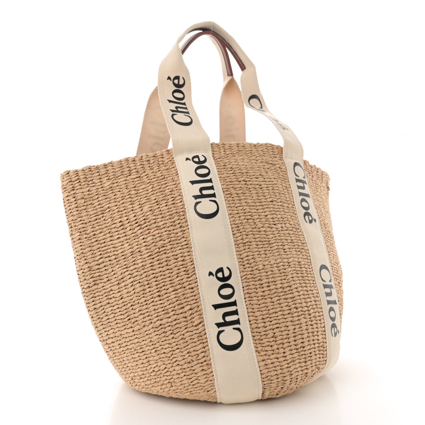 Raffia Large Woody Tote White