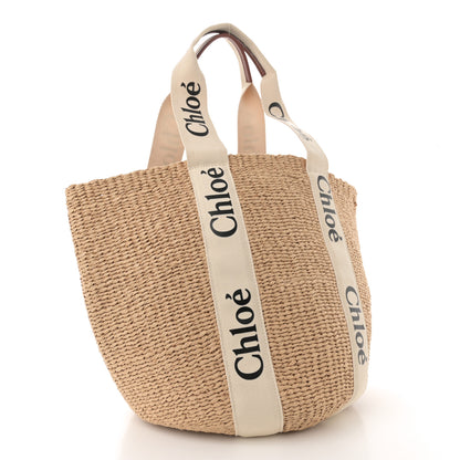 Chloe Raffia Large Woody Tote White 3 of 10