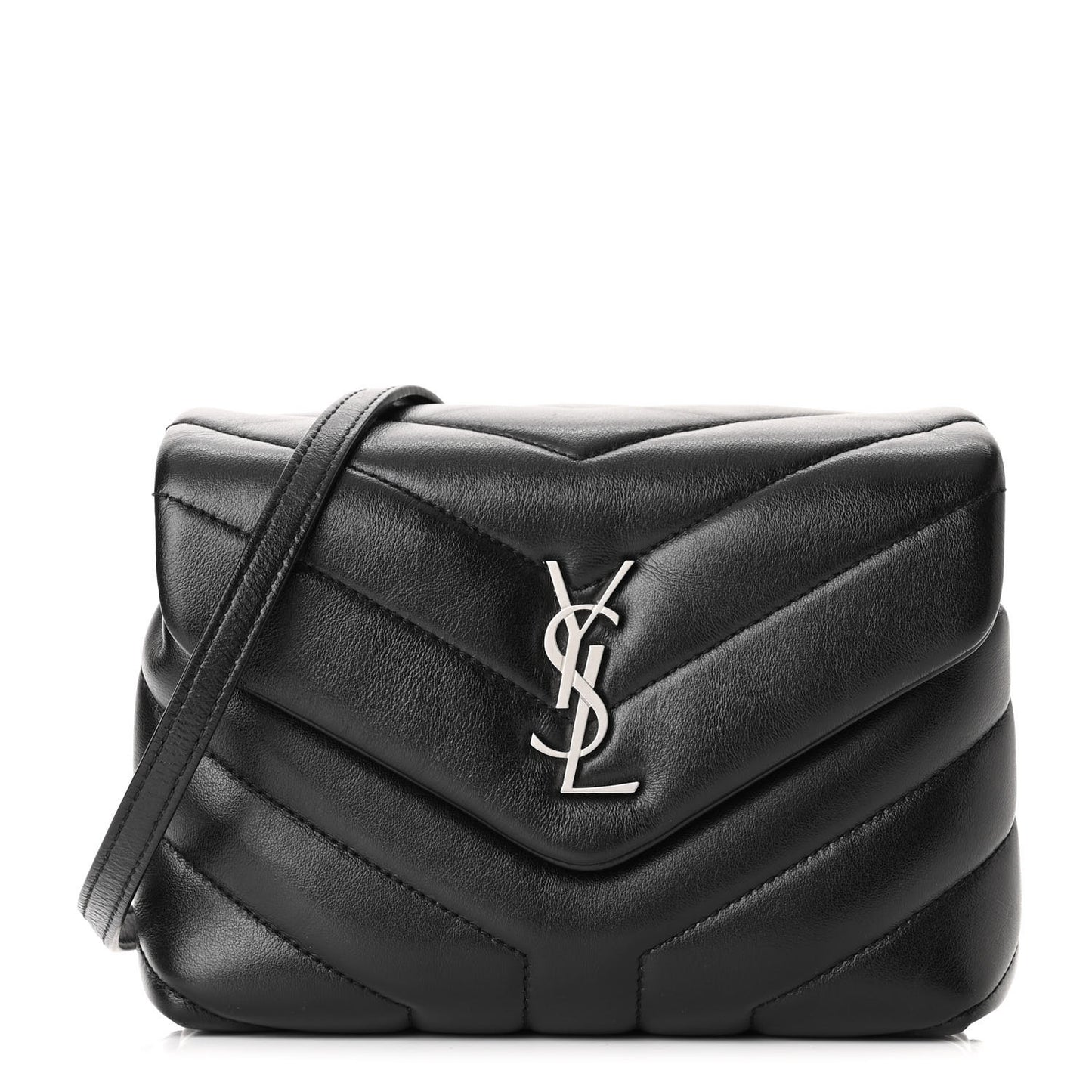 Calfskin Y Quilted Monogram Toy Loulou Crossbody Bag Black
