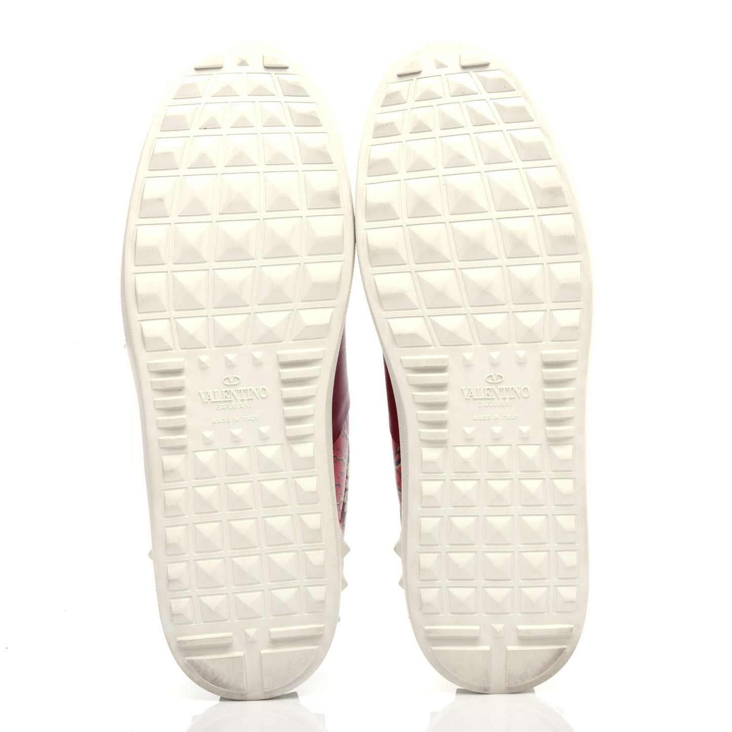 Calfskin Mime Rockstud Open Sneakers 39 Red White Black