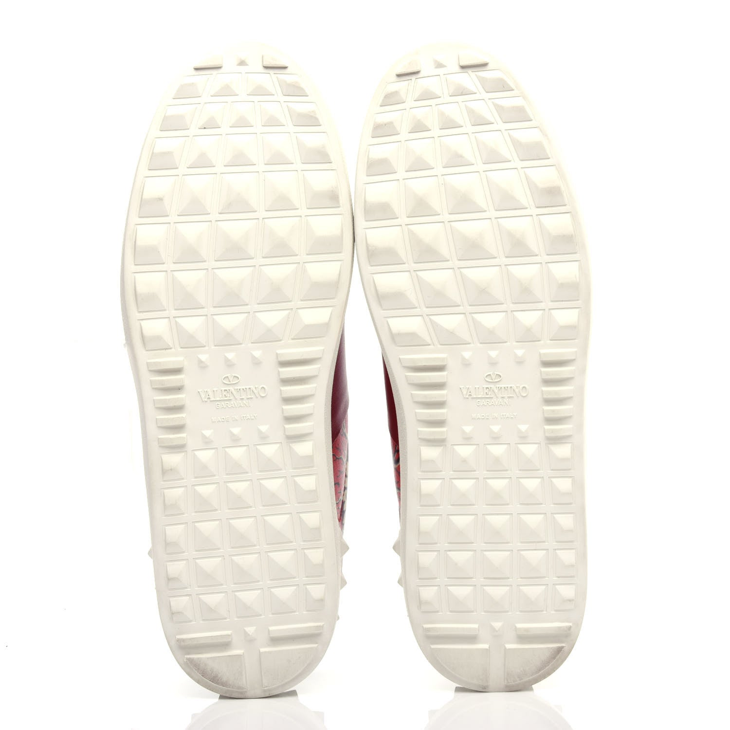 Valentino Garavani Calfskin Mime Rockstud Open Sneakers 39 Red White Black 6 of 11