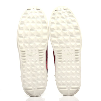 Valentino Garavani Calfskin Mime Rockstud Open Sneakers 39 Red White Black 6 of 11
