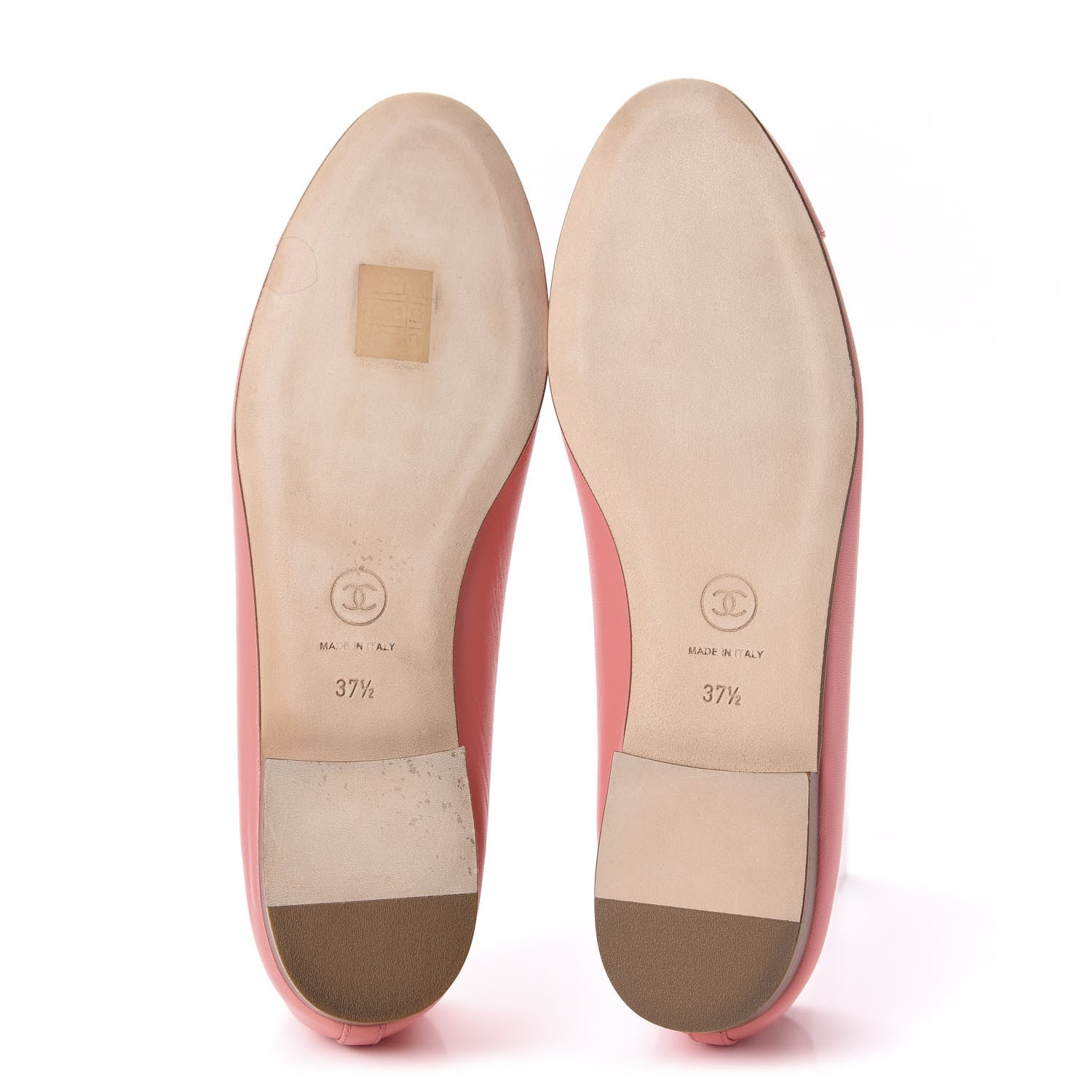Chanel Lambskin Cap Toe CC Ballerina Flats 37.5 Pink 5 of 11