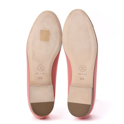Chanel Lambskin Cap Toe CC Ballerina Flats 37.5 Pink 5 of 11