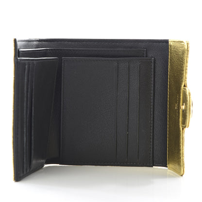 Chanel Metallic Calfskin Crocodile Embossed Cocodile Compact Flap Wallet Gold 4 of 9