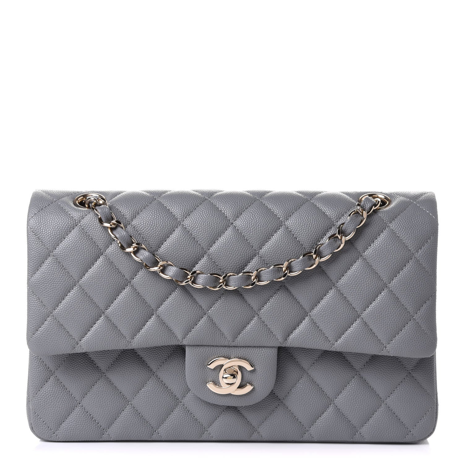 Chanel Caviar Quilted Medium Double Flap Grey 1 of 10