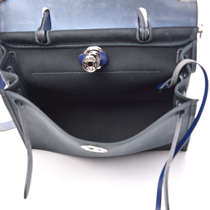 Hermes Vache Hunter Toile Herbag Zip 31 PM Vert Cypress Bleu Saphir 5 of 14