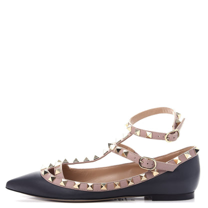 Valentino Garavani Nappa Rockstud Cage Ballerina Flats 35 Black Poudre 1 of 11