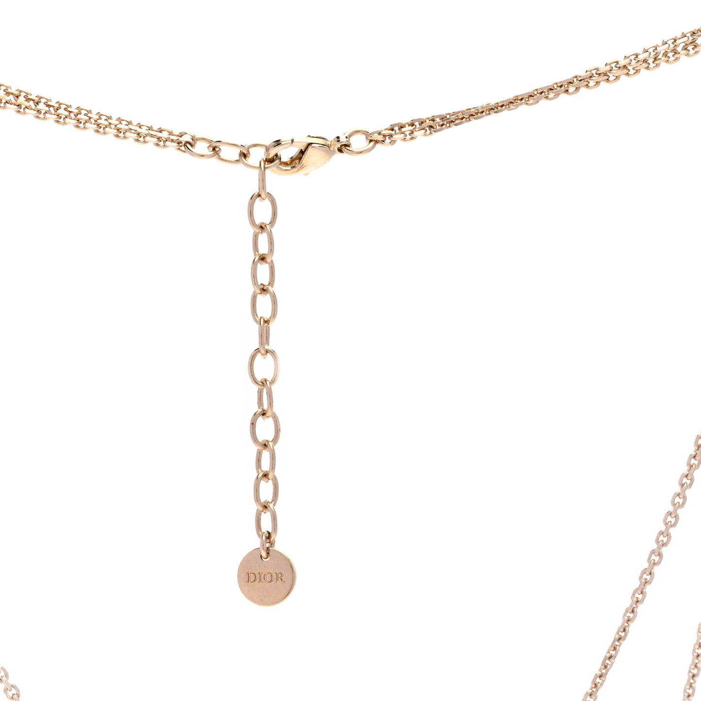 Metal Crystal Double Necklace Gold