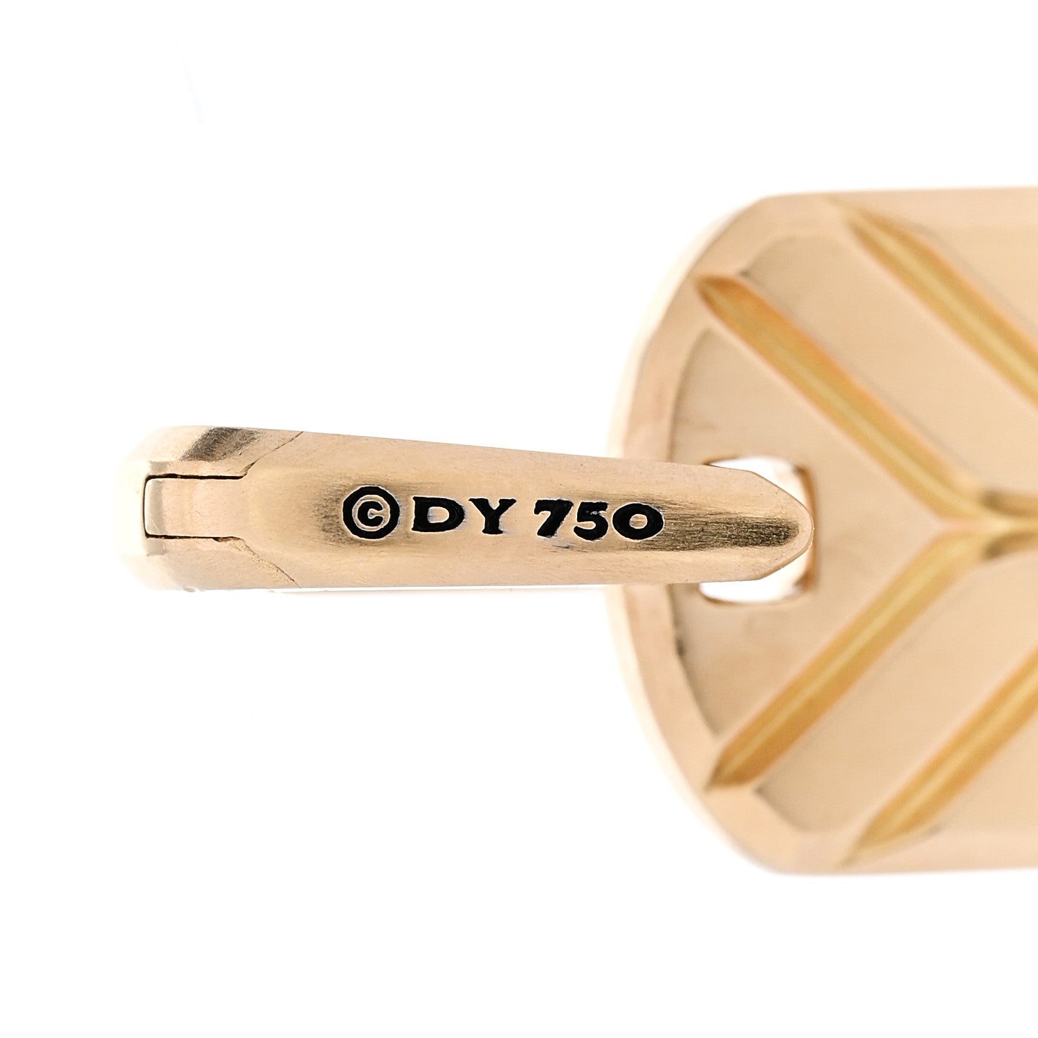 David Yurman 18K Yellow Gold Nephrite Jade 21mm Chevron Dog Tag Pendant 5 of 5