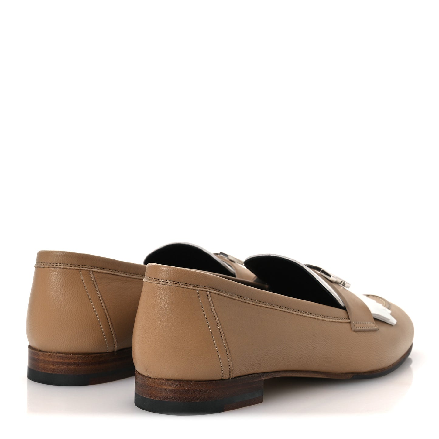 Goatskin Womens Royal Loafers 37 Beige Argile White