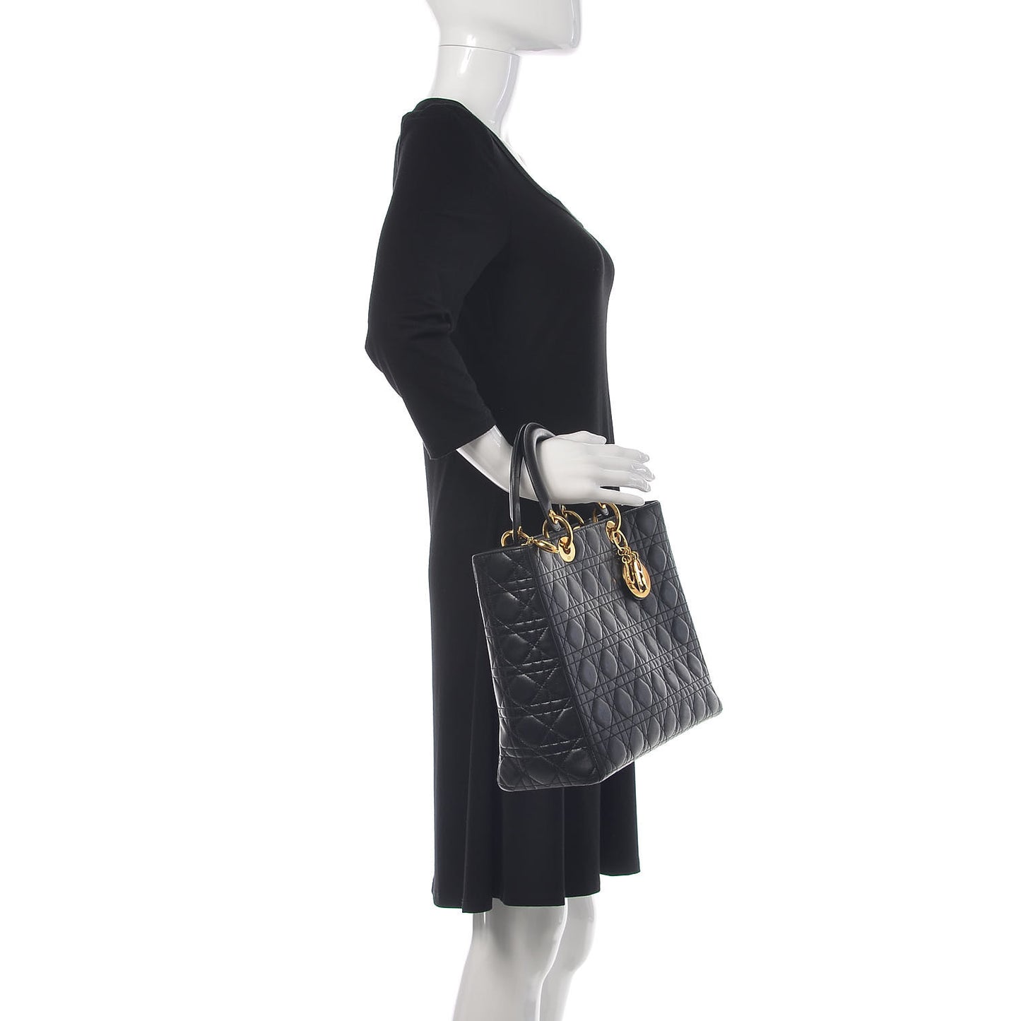 Lambskin Cannage Large Lady Dior Black