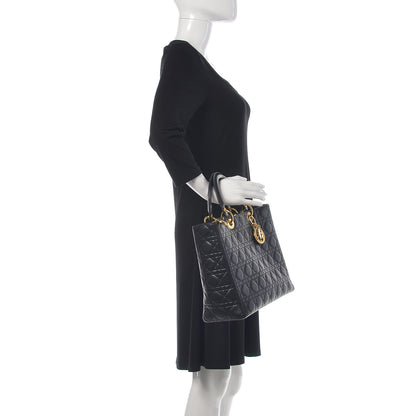 Christian Dior Lambskin Cannage Large Lady Dior Black 2 of 8