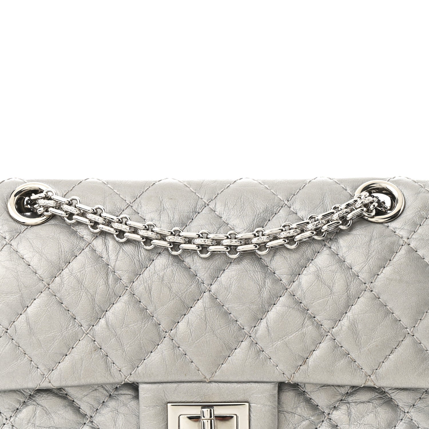 Chanel Metallic Aged Calfskin Quilted 2.55 Reissue Mini Flap Silver 8 of 10
