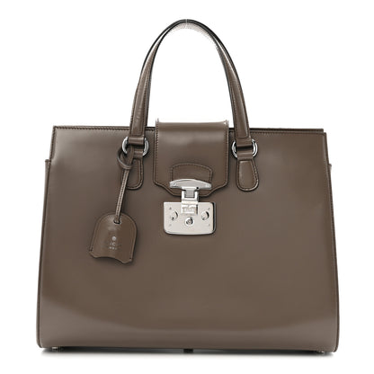 Gucci Regent Calfskin Large Lady Lock Flap Top Handle Bag Grey 1 of 13