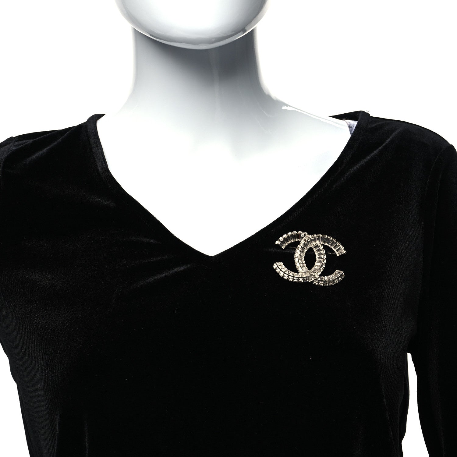 Chanel Baguette Crystal CC Brooch Silver 2 of 4