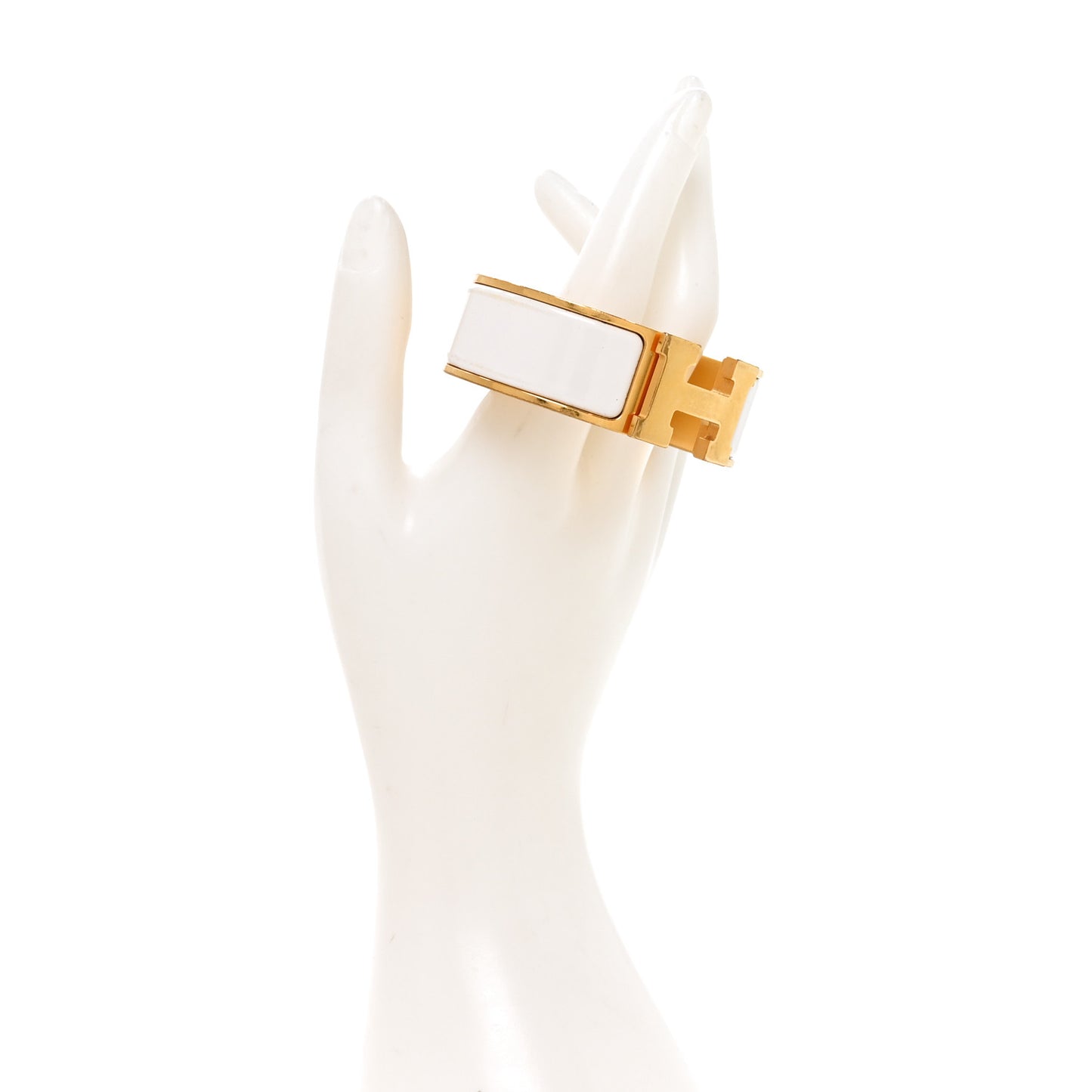 Enamel Wide Clic Clac H Bracelet GM White