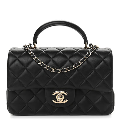 Chanel Lambskin Quilted Mini Top Handle Rectangular Flap Black 1 of 10