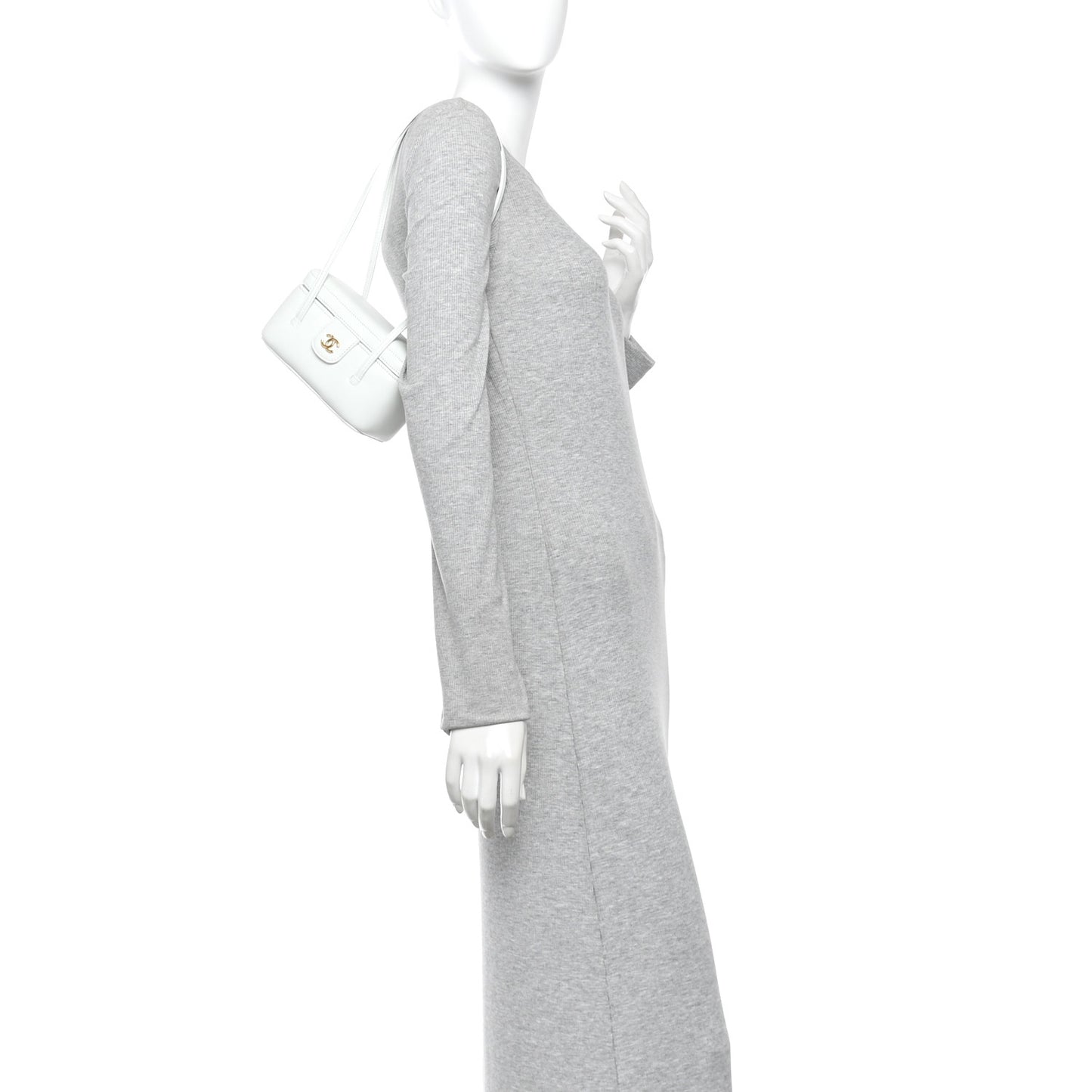 Shiny Caviar Preppy Coco Long Vanity With Strap Light Blue