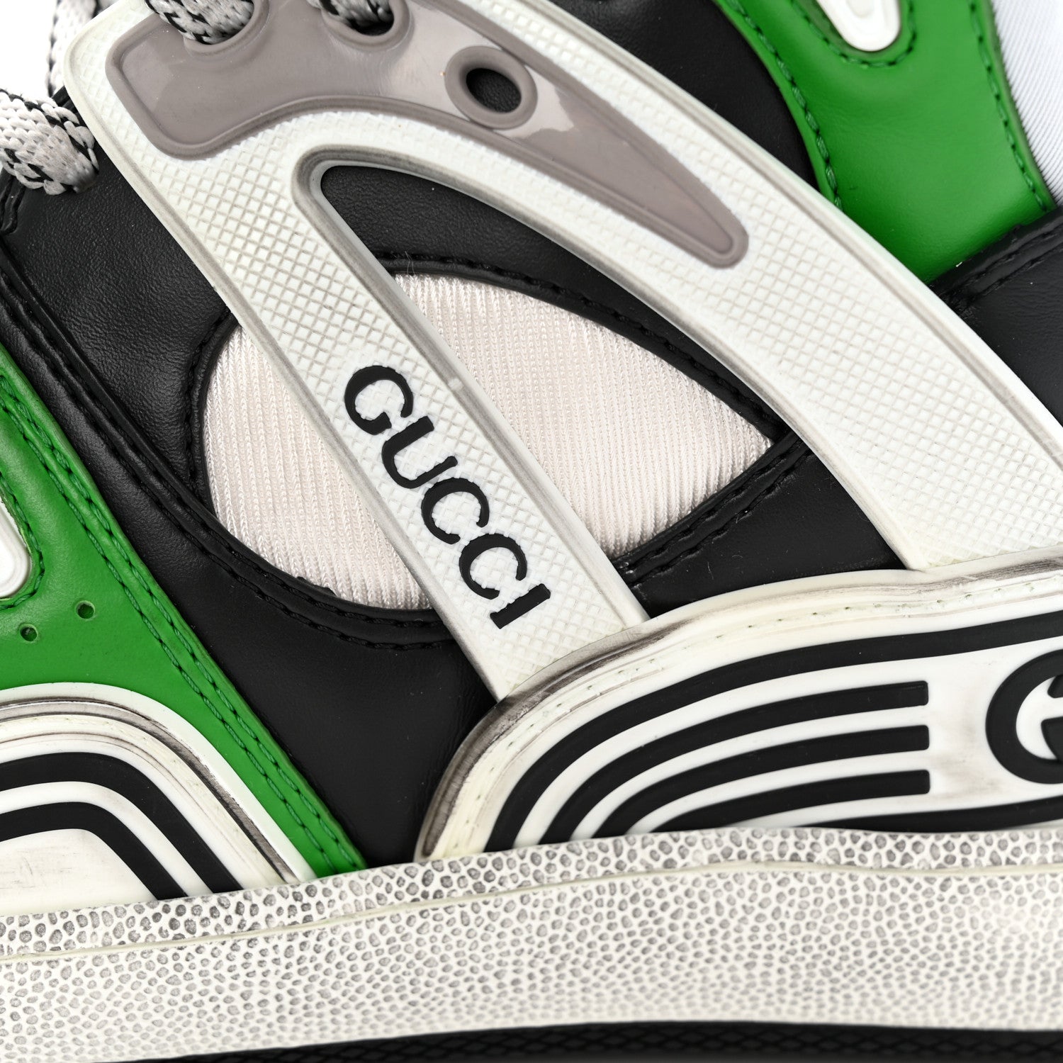 Gucci Demetra Mens Basket High Top Sneakers 8 Holly Green Great White Black 20 of 28