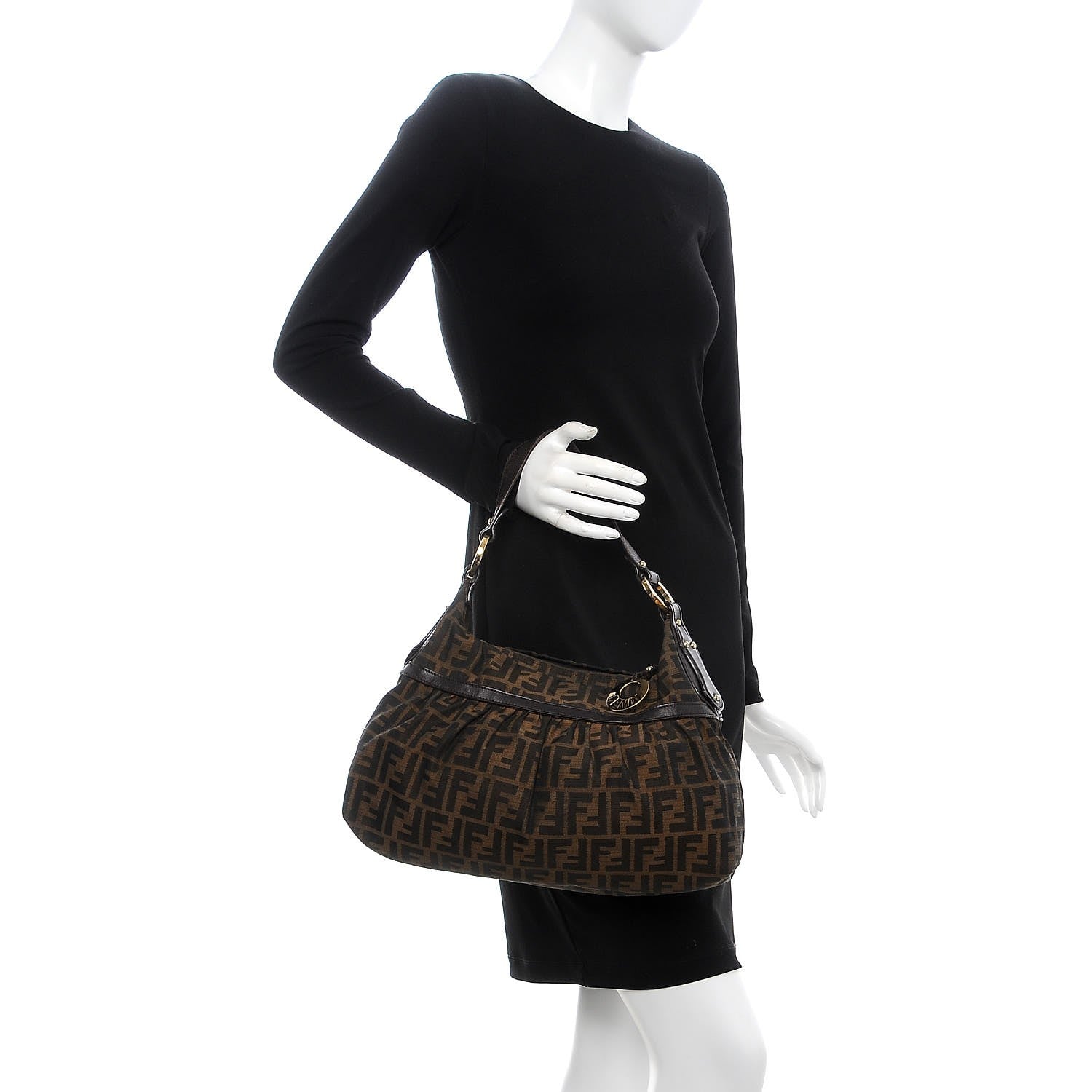 Fendi Zucca Cuoio Lucido Chef Hobo Tobacco Moro 2 of 10