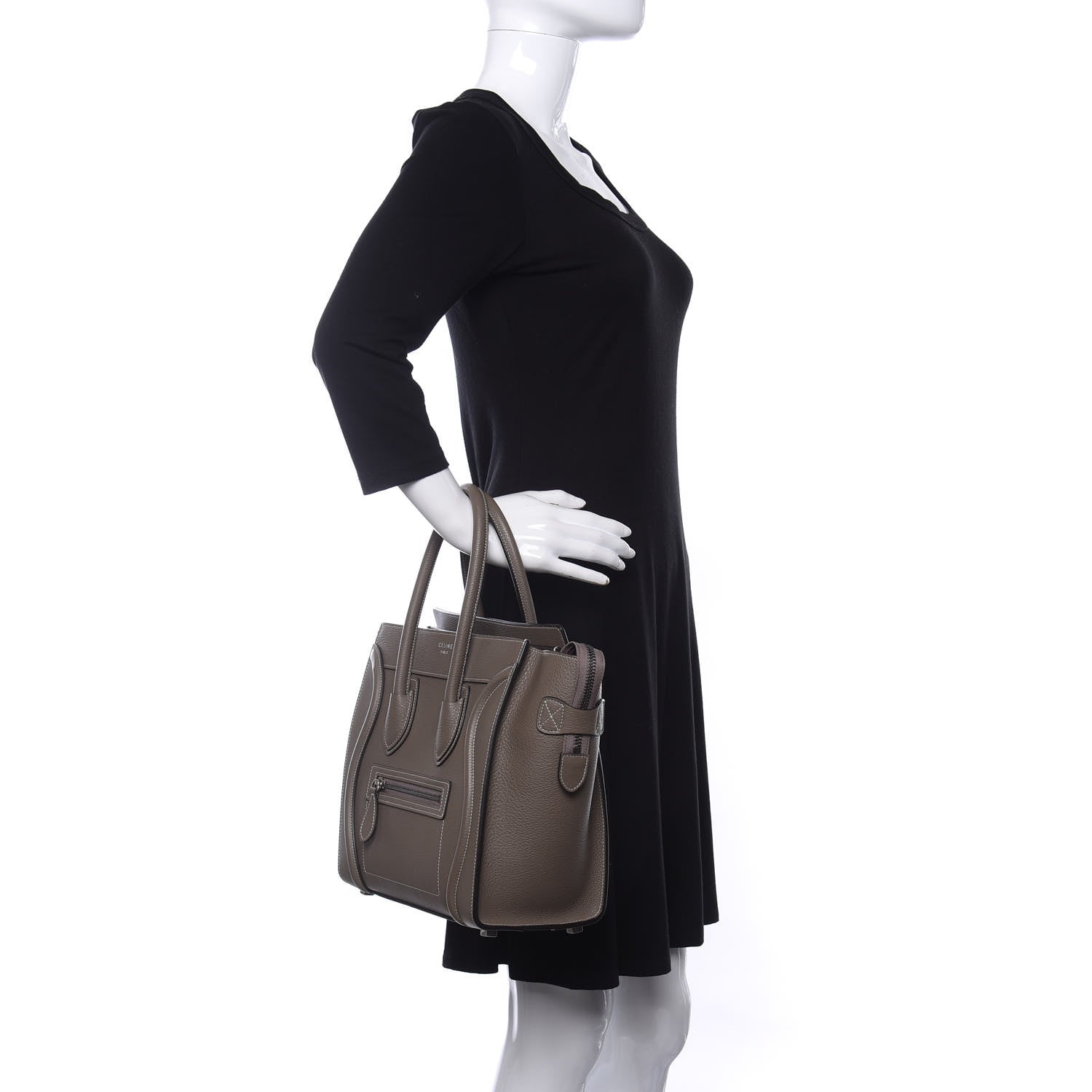 Celine Drummed Calfskin Micro Luggage Souris 2 of 9