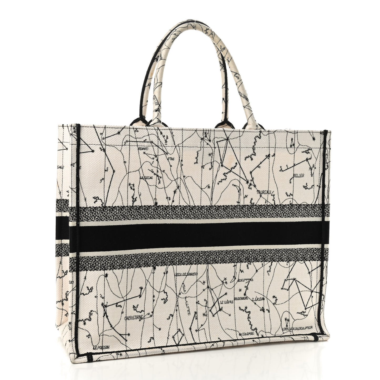 Canvas Embroidered Zodiac Book Tote Latte Multicolor