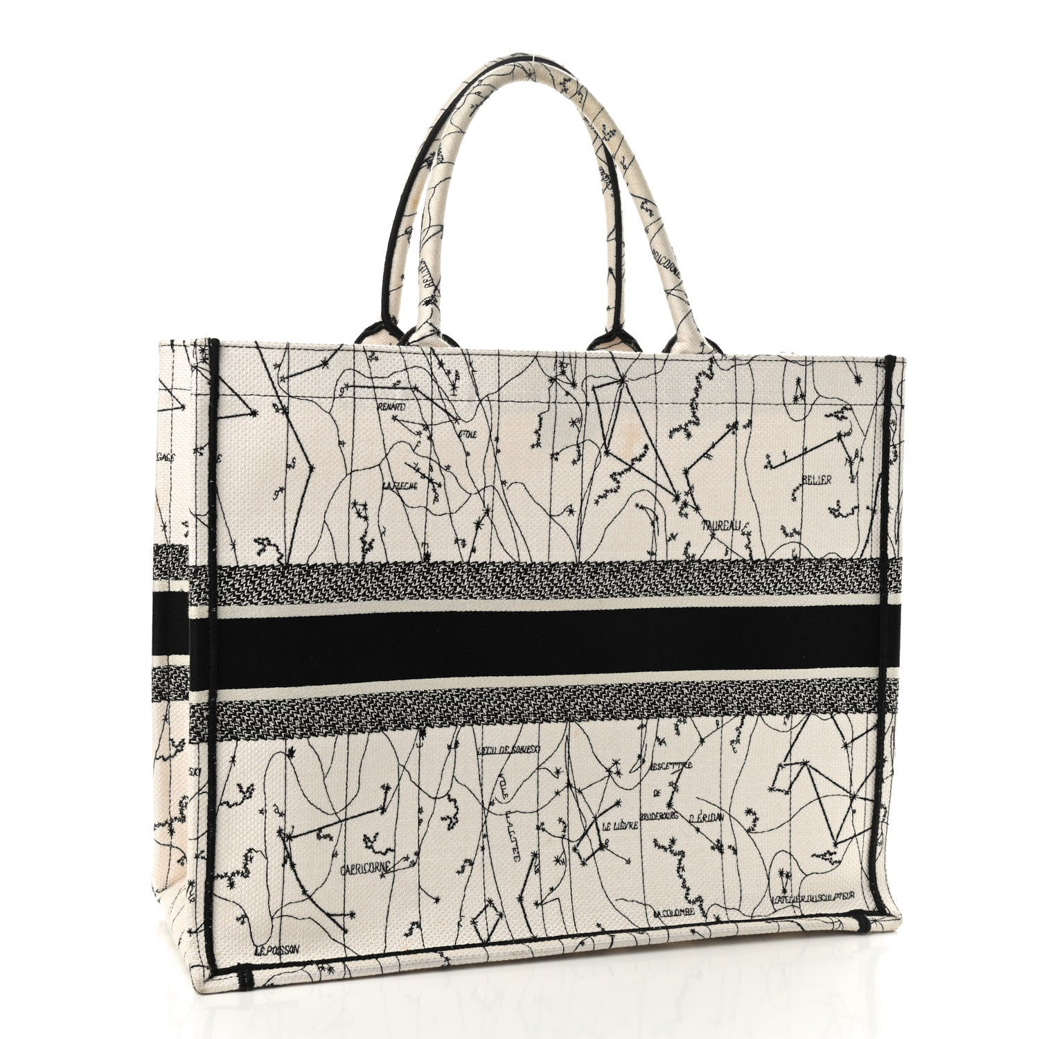 Christian Dior Canvas Embroidered Zodiac Book Tote Latte Multicolor 3 of 9